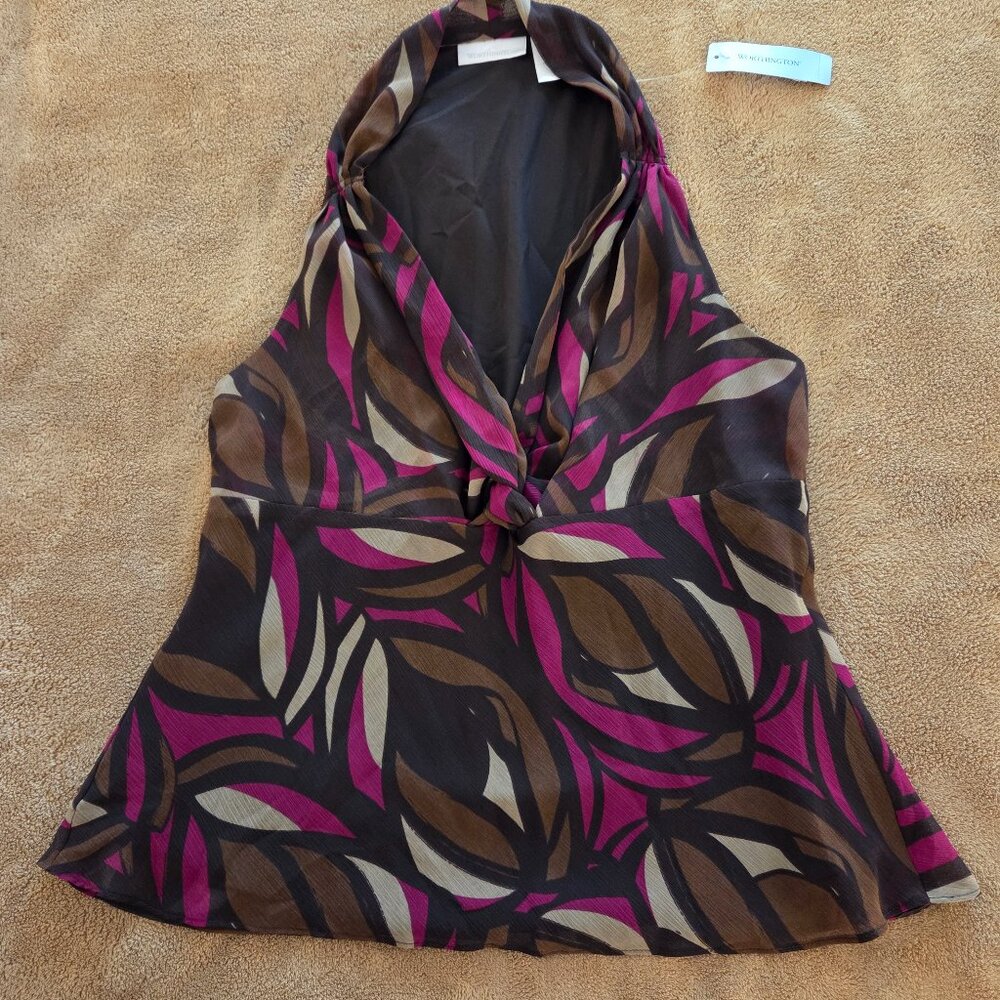 Vintage NWT Worthington Babydoll Top Size 14 XL Brown Red Fairy Whimsigoth Mod